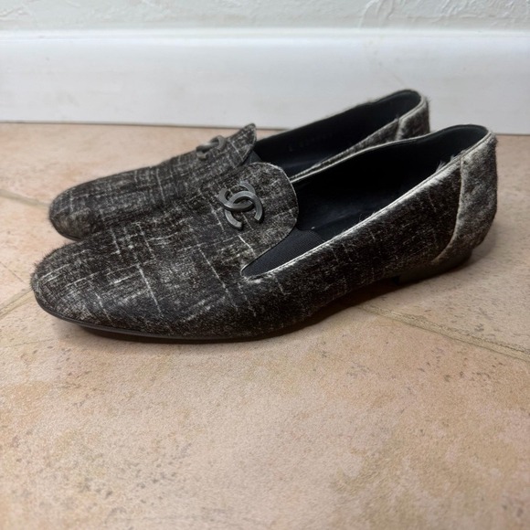 Chanel Pony Hair Check CC Logo Loafers Women's Euro 37 US 6.5 Slip On Y2K Preppy - Picture 16 of 16